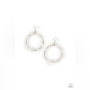 Paparazzi Ocean Surf Silver and White Earrings